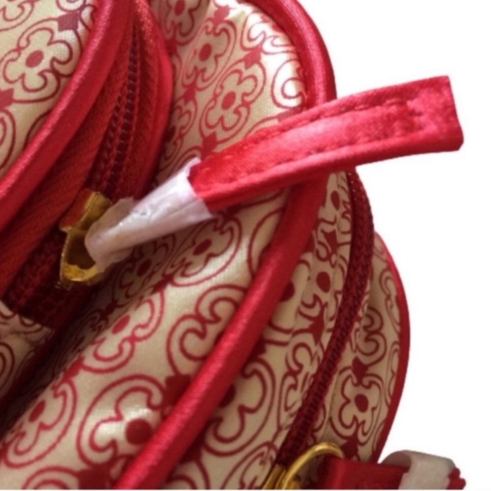 EMMA FOX 2-Piece Cosmetic & Toiletry Bag Set Cherry Red & Cream NWOT Bow-and-Go - Picture 6 of 12